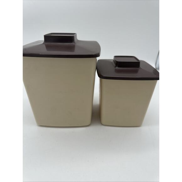 Vintage Nesting Canister Plastic Brown Tan Tea And Sugar 1970’s - Picture 4 of 6